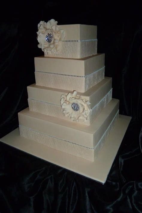 Elegant Shimmer Crepe Fondant With Brooch Accents Cake Works Custom