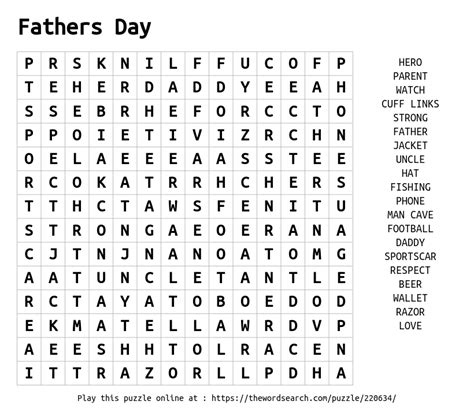 Fathers Day Word Search Free Printable Printable Templates