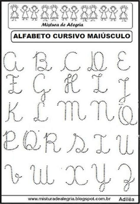 Alfabeto Cursivo Pontilhado Maic3basculo Alfabetizac3a7c3a3o Imprimir