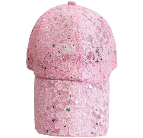 Classic Lace Glitter Sequin Baseball Cap Hat Bling Bling Light Pink