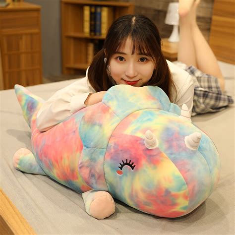 Cute Rainbow Tri Horn Dinosaur Pillow Soft Stuffed Plush Toy Gage Beasley