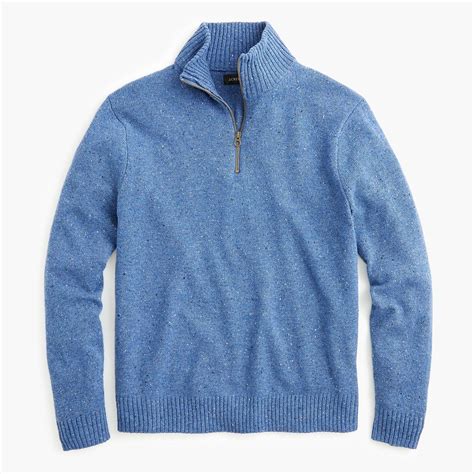 Jcrew Rugged Merino Wool Donegal Half Zip Sweater In Blue For Men Lyst