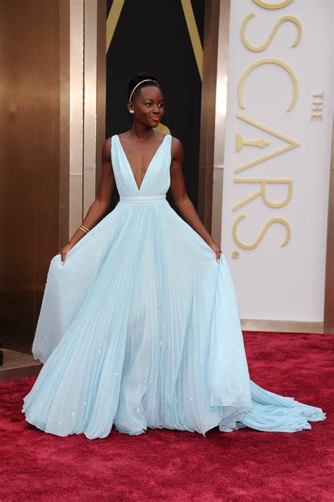 Lupita Nyongo In Light Blue Prada Dress At Oscars 2014 Popsugar