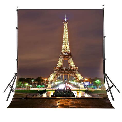 Mohome Polyster 5x7ft Paris Eiffel Tower Night View Photography