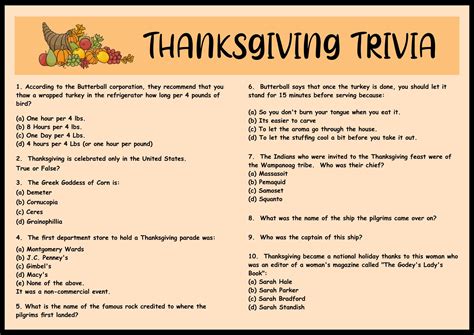 5 Best Free Trivia Questions Printable Thanksgiving Images