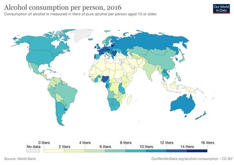 Total Alcohol Consumption Per Capita 2016 Litres Of Pure Alcohol R