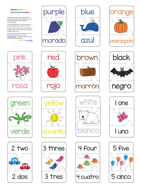 Spanish And English Puzzles Learning Colors And Numbers Best Mom Ideas