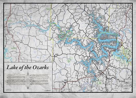 Lake Of The Ozarks New And Old Combo Map Classic Gray With Cove Names