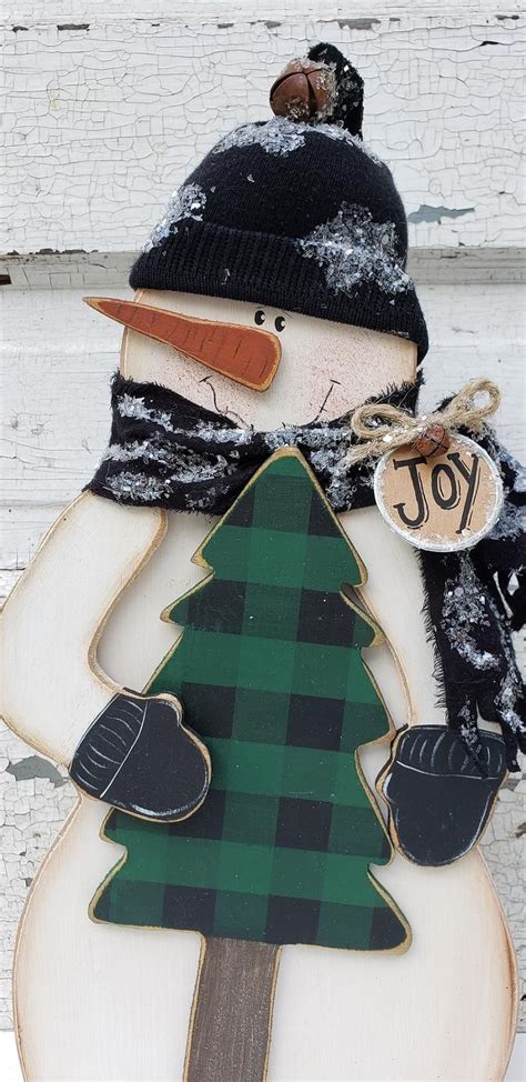 Christmas Wood Snowman Dyi Craft Pattern Chunky Snowmen Set Of Etsy