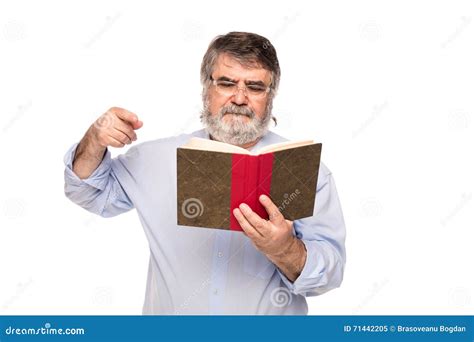 Old Man With Glasses Reading A Book Stock Image Image Of Hair Book 71442205
