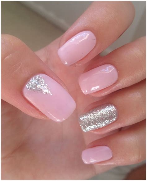 Delicate Wedding Nail Designs Pink Gel Nails Sparkle Gel Nails