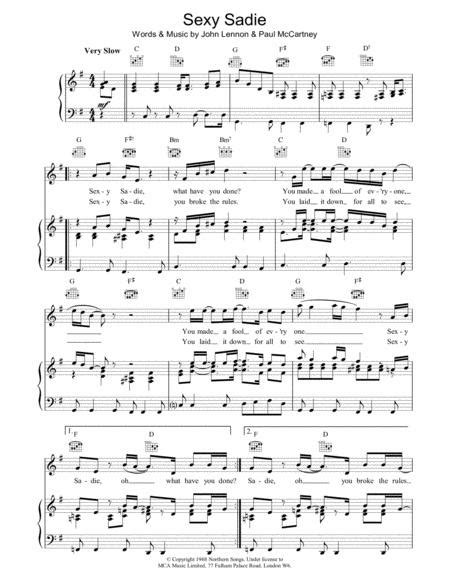 Sexy Sadie By The Beatles Digital Sheet Music For Pianovocalguitar Piano Accompaniment