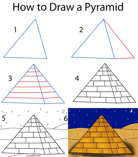 How to Draw a Pyramid (Step by Step Pictures) | Cool2bKids