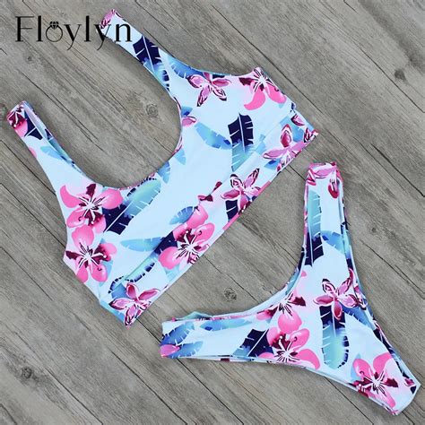 Floylyn Floral Printed Sexy Brazilian Beach Swimwear Summer South My Xxx Hot Girl