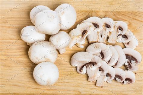 Sliced White Mushrooms High Quality Food Images ~ Creative Market