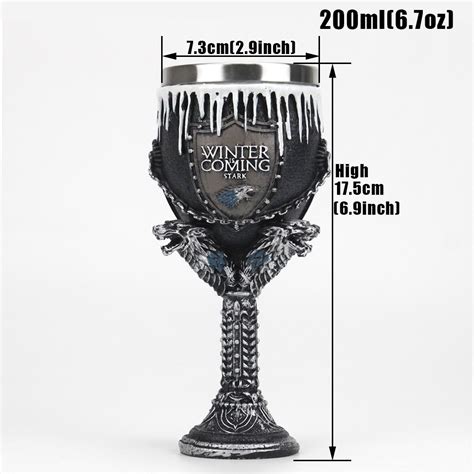 Game Of Thrones Mug Goblet Stainless Steel Resin 3d Cup Wine Glass