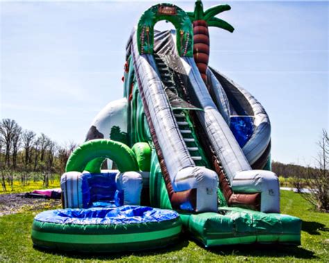 X X Commercial Inflatable Jungle Curved Water Slide Wet Bounce House Castle EBay