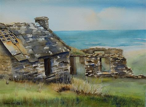 Irish Cottage By The Sea Painting By Celene Terry Pixels