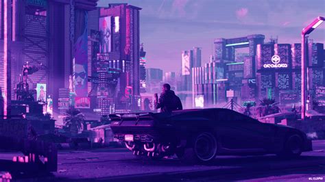 Plenty of cool cars, enhanced humans, and keanu inside! Wallpaper : Cyberpunk 2077, synthwave, car 1920x1080 ...