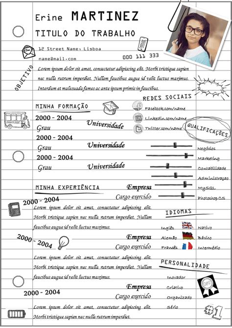 Crea tu cv online en pocos pasos con el editor de curriculums de onlinecv. Modelo de currículo Estudante para Baixar : Grátis