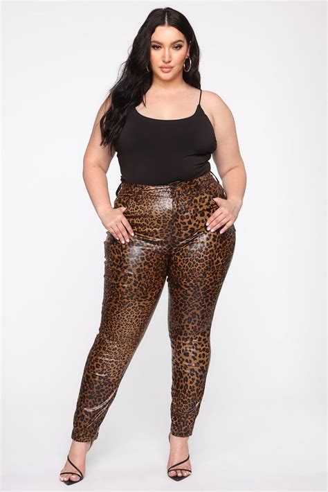 All About It Faux Leather Pants Leopard Faux Leather Pants Plus Size Womens Clothing Plus