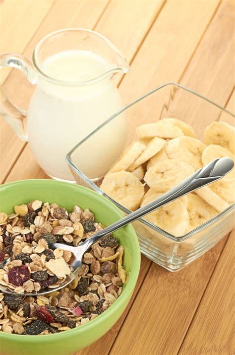 Delicious And Healthy Cereal In Bowl With Milk Stock Photo Image Of