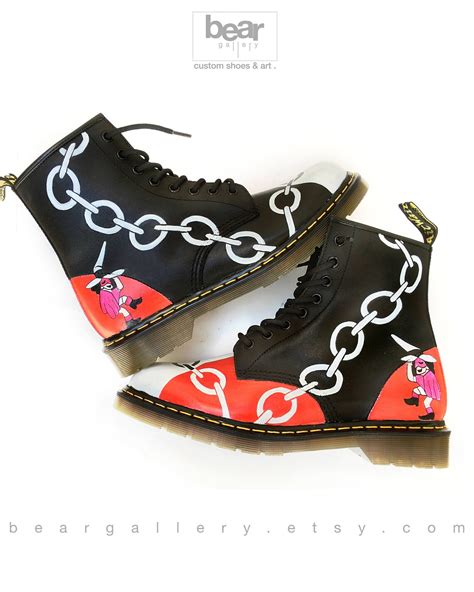 Custom Painted Doc Martens Boots Hand Painted Chains And Etsy Uk