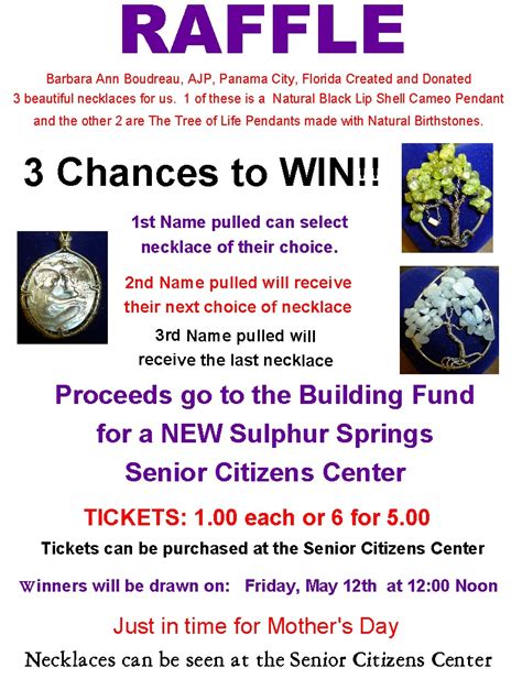 Last Week To Buy Mothers Day Jewelry Raffle Tickets From Senior