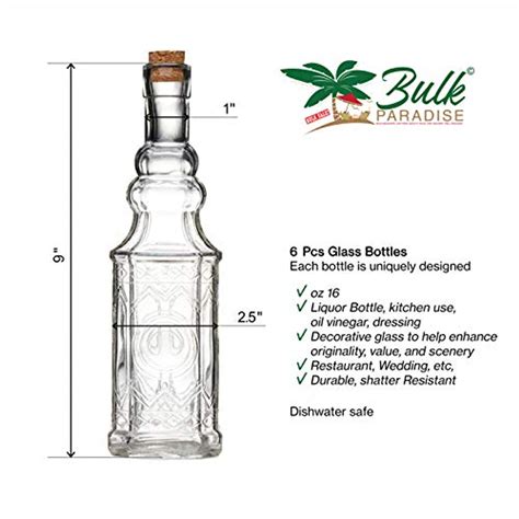 Bulk Paradise Assorted Clear Glass Bottles With Corks 6 Pack 2 5in X 9in 16oz