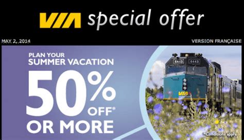 Via Rail Canada Special Offers: Plan Your Summer Vacation With 50% Off