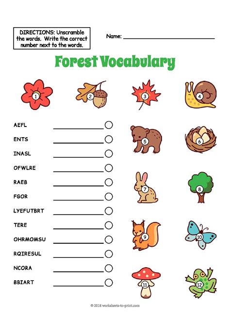 Forest Vocabulary Worksheet Language Advisor