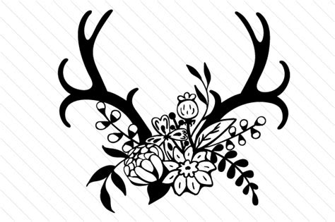 Antlers Decorated With Flowers Svg Cut File By Creative Fabrica Crafts