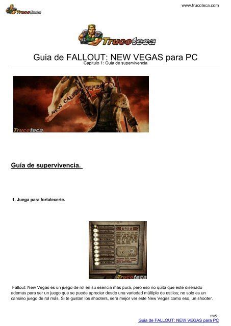Guia De Fallout New Vegas Para Pc Trucoteca