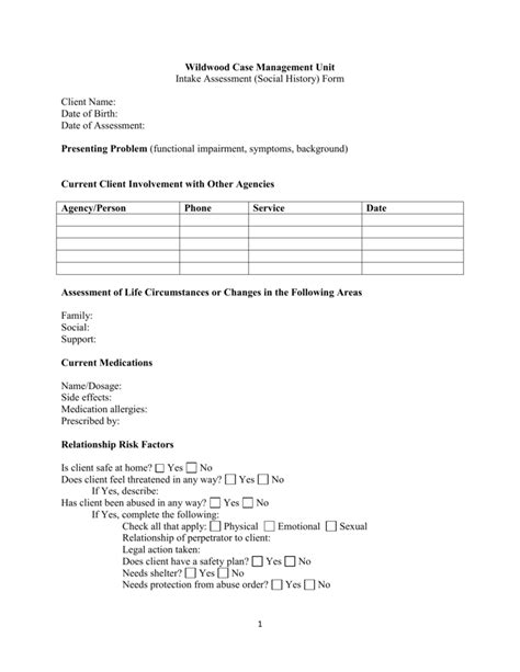 Case Management Intake Form Template