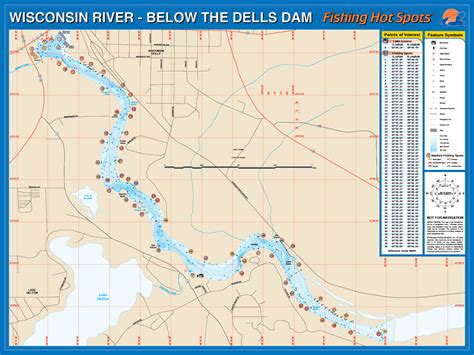 Wisconsin River Below Wi Dells Dam Columbia Co Fishing Map