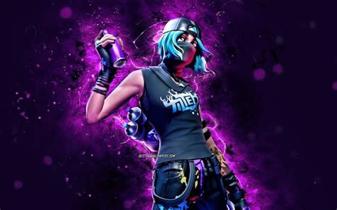 Download Wallpapers Tilted Teknique 4k Violet Neon Lights Fortnite