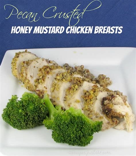 1 cup fresh breadcrumbs made from crustless french bread, 1 cup yellow cornmeal, 2 tablespoons minced fresh parsley, 2 tablespoons minced fresh thyme, 1 teaspoon salt, 1/2 teaspoon ground black pepper, 1/2 cup dijon mustard, 2 large eggs. Honey Mustard Pecan Crusted Chicken Breast -Recipes Just 4U