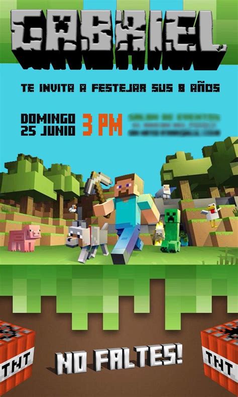Minecraft Invitaciones Invitaciones De Minecraft Fiesta De
