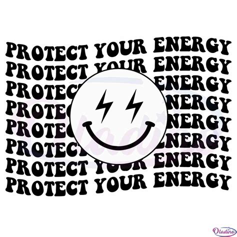 Protect Your Energy Retro Smiley Face Svg Digital File