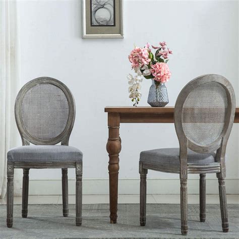Chairus French Dining Chairs Distressed Elegant Tufted