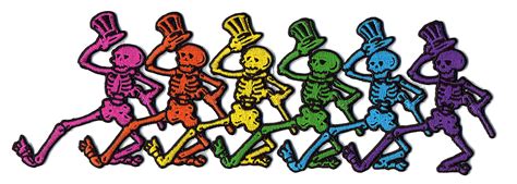 Grateful Dead Xl Rainbow Skeletons In Line Patch Gypsy Rose Skeleton