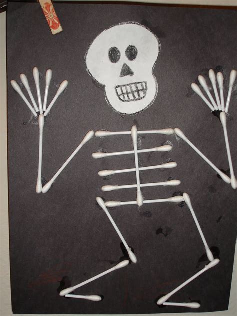 Q Tip Skeleton Craft Crafts Skeleton Craft Halloween Crafts