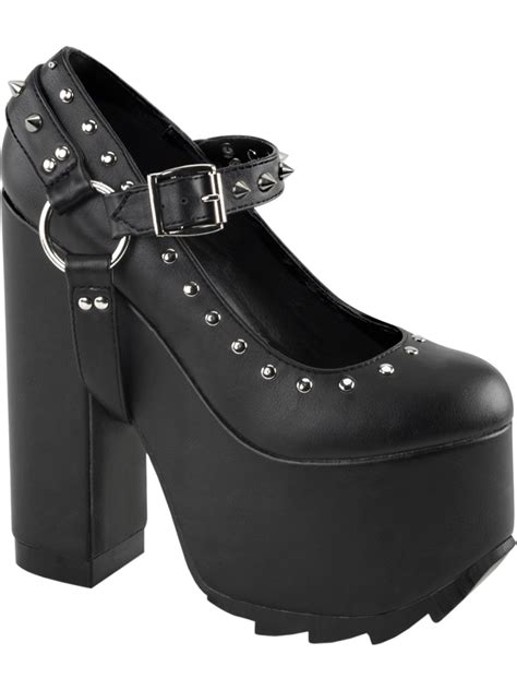 Summitfashions Womens Black Mary Jane Heels Platform Shoes Chunky