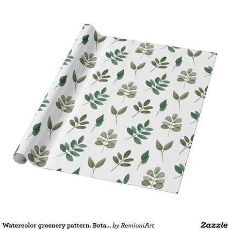 Watercolor Greenery Pattern Botanical Foliage Wrapping Paper Zazzle