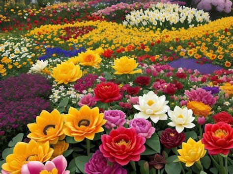 Premium Ai Image A Stunning Flower Garden Bursting With Vibrant