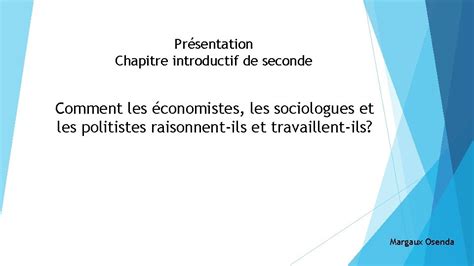 Prsentation Chapitre Introductif De Seconde Comment Les Conomistes