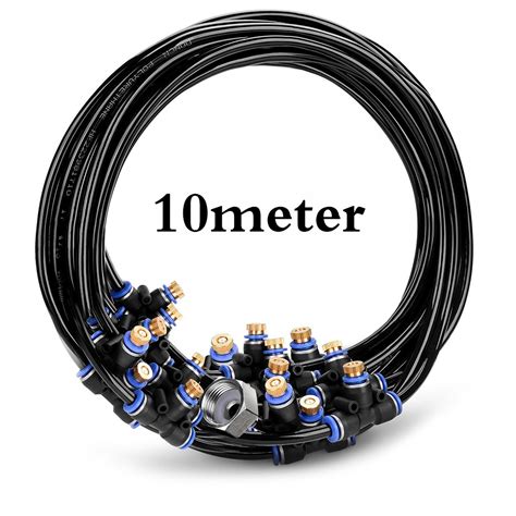 Homenote misting cooling system 59ft (18m) misting line + 20 brass mist nozzles + a brass adapter(3/4) outdoor mister for patio garden greenhouse trampoline for waterpark 4.5 out of 5 stars 1,683 Onever Mist Cooling System Outdoor Misting Kit DIY Irrigation System for Patio Garden Greenhouse ...