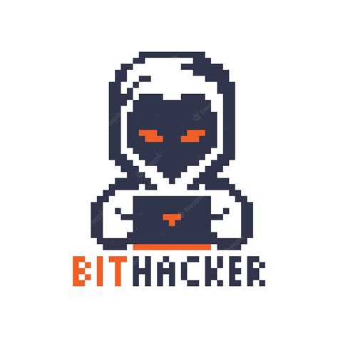 Premium Vector Pixel Art Logo Bit Hacker