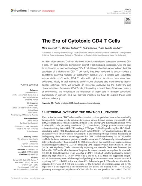 Pdf The Era Of Cytotoxic Cd4 T Cells