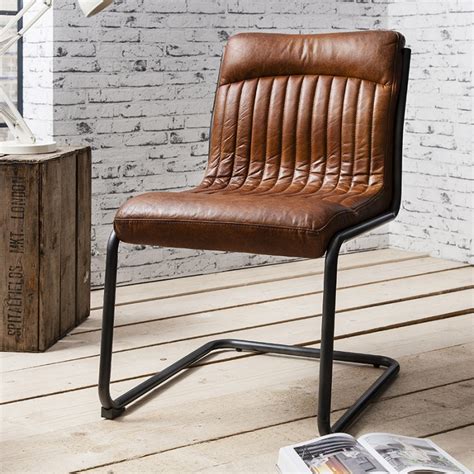 Brooklyn Leather Dining Chair In Tan Free Delivery